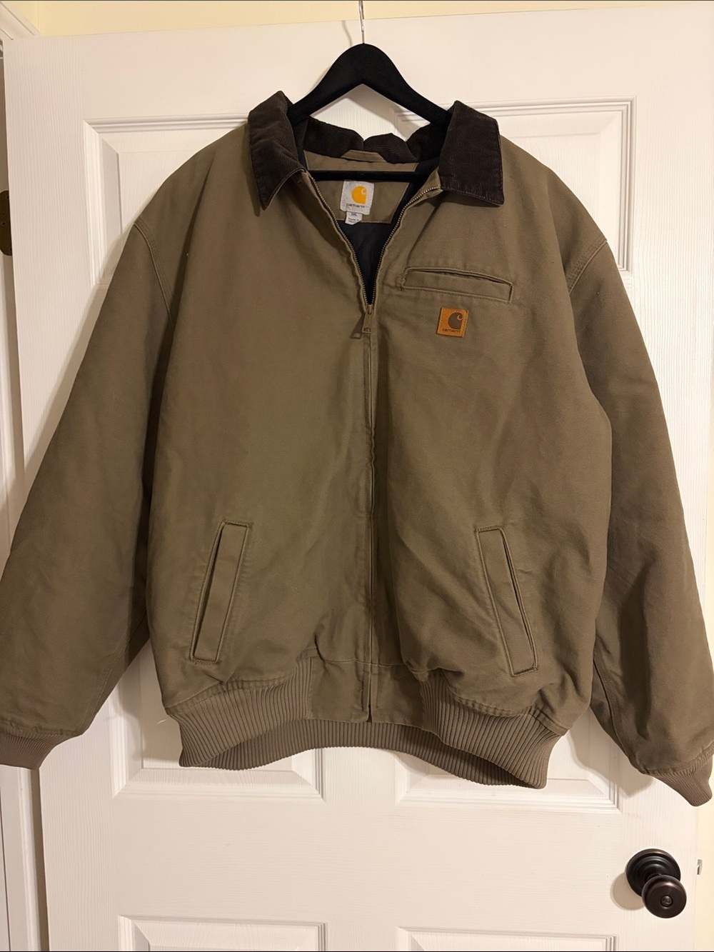 Vintage Carhartt Bankston Sandstone Canvas Bomber Jacket Brown 101228 3XL